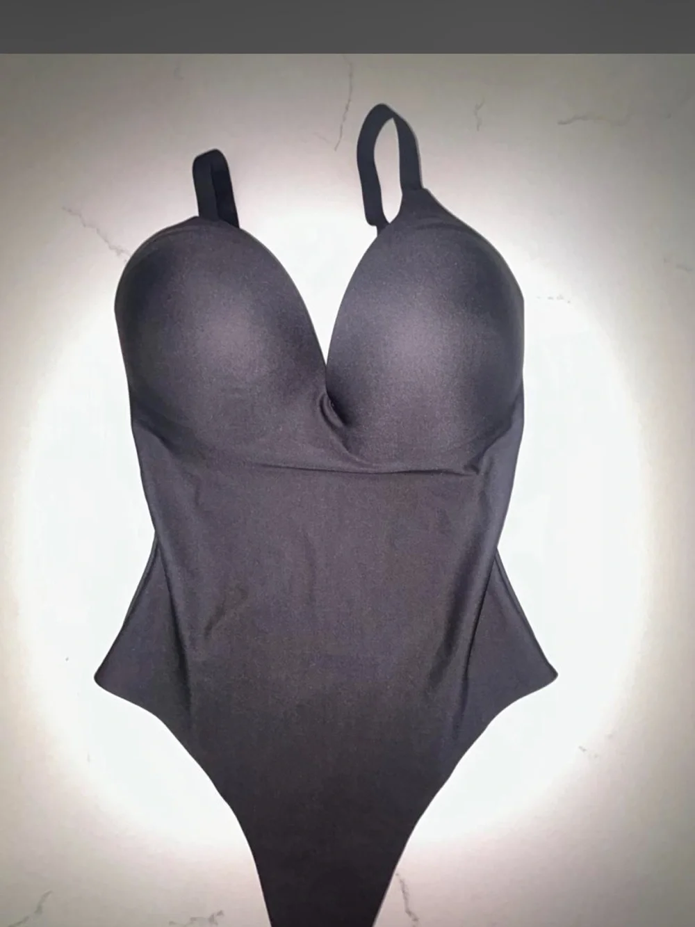 SKIMS Black Push-Up Thong Bodysuit with Adjustable Straps